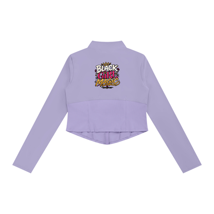 "Black Girl Magic" Women's Slim Fit Full-Zip Yoga Jacket