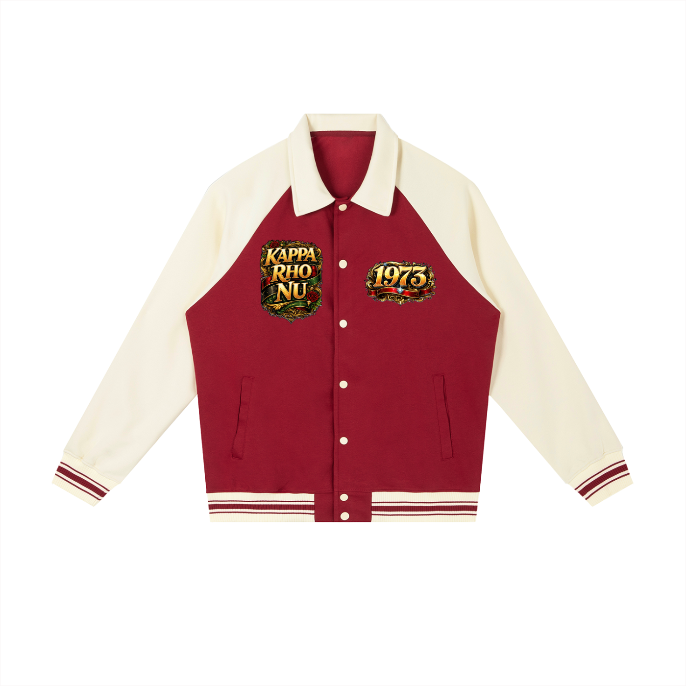 "Kappa Rho Nu" Contrast Raglan Sleeve Baseball Jacket