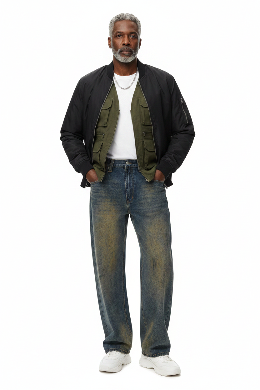 Brooklyn Republic Essentials™ Men's Vintage Wash Wide Leg Denim Jeans