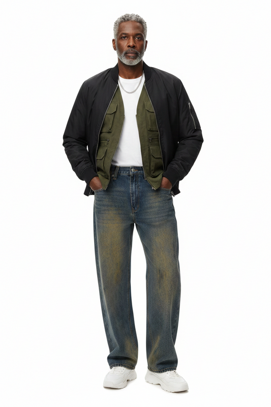 Brooklyn Republic Essentials™ Men's Vintage Wash Wide Leg Denim Jeans