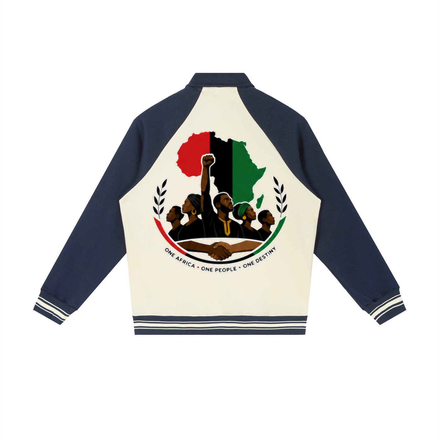 "One Blood" Raglan Sleeve Baseball Jacket