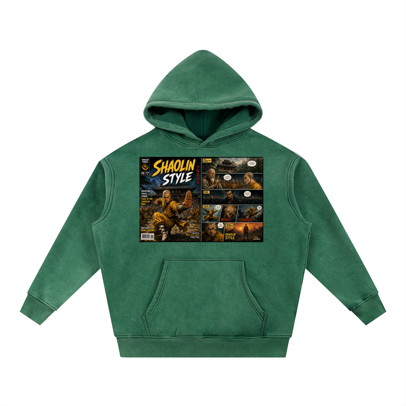 PYN™x BKRP™  "Shaolin Style" Snow Wash Fleece Oversize Hoodie
