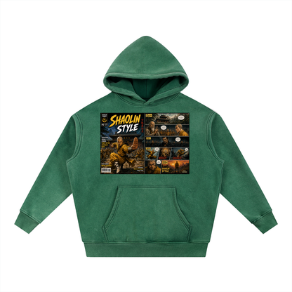PYN™x BKRP™  "Shaolin Style" Snow Wash Fleece Oversize Hoodie