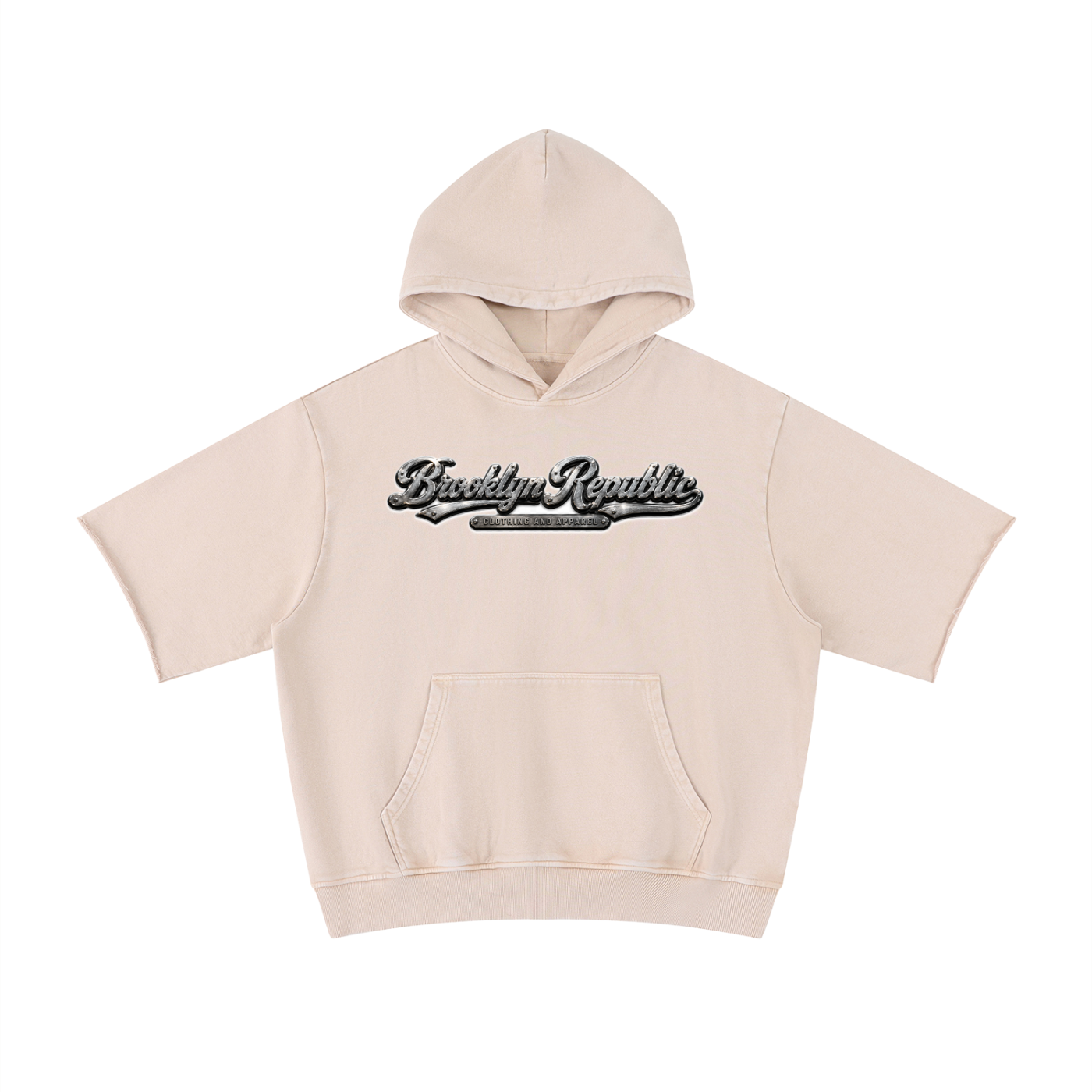 "Brooklyn Strong" Mineral Wash Short Sleeve Hoodie