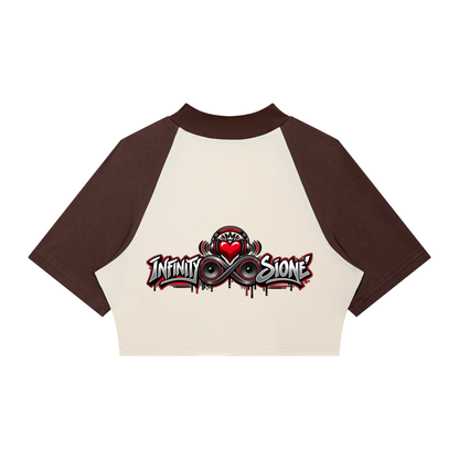 Infinity Sione™ "Heartbeatz" Color Block Raglan Crop T-Shirt