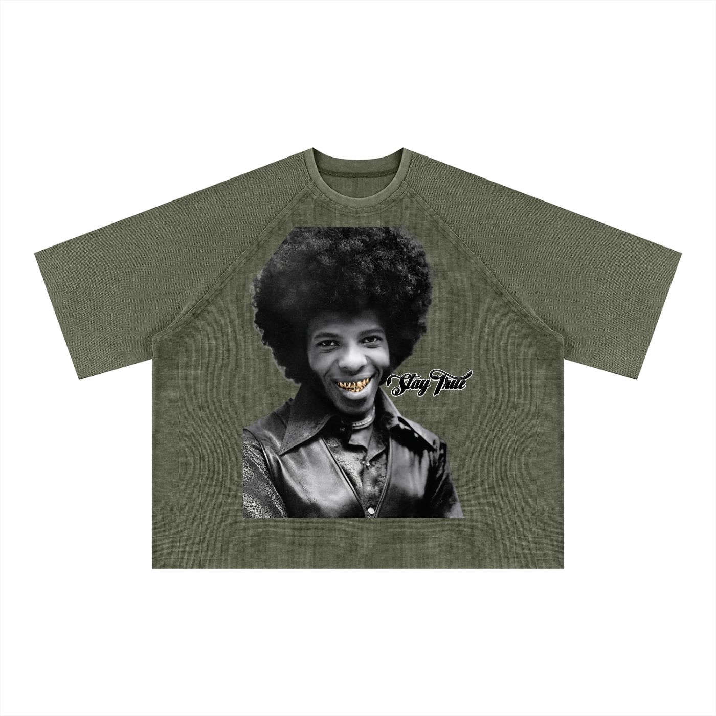 "Sly Stone" Mineral Wash Boxy Waffle T-Shirt