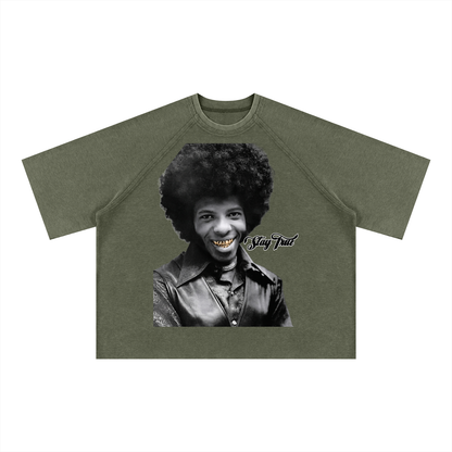 "Sly Stone" Mineral Wash Boxy Waffle T-Shirt