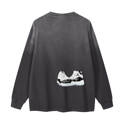 "Straight Gangster" Gradient Washed Long Sleeve T-Shirt