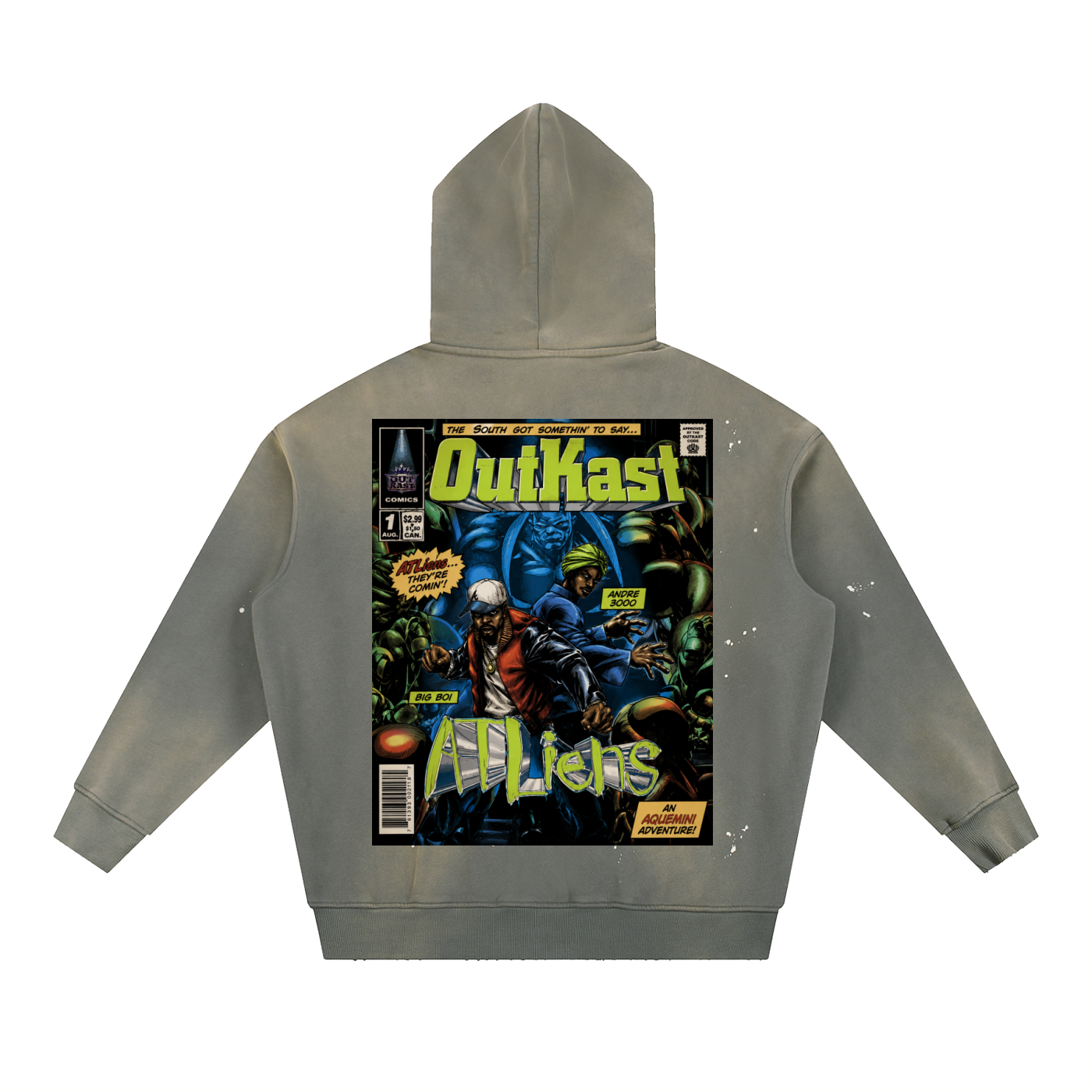 "ATLiens" Vintage Washed Frayed Fleece Hoodie