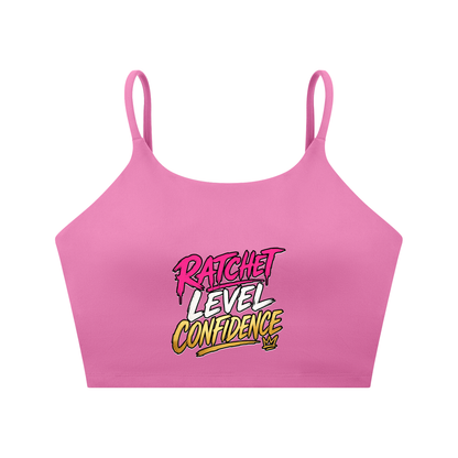 "Ratchet Level Confidence" Spaghetti Strap Yoga Sports Bra