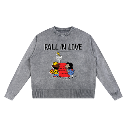 "Fall In Love" Mineral Wash Oversized Sweater