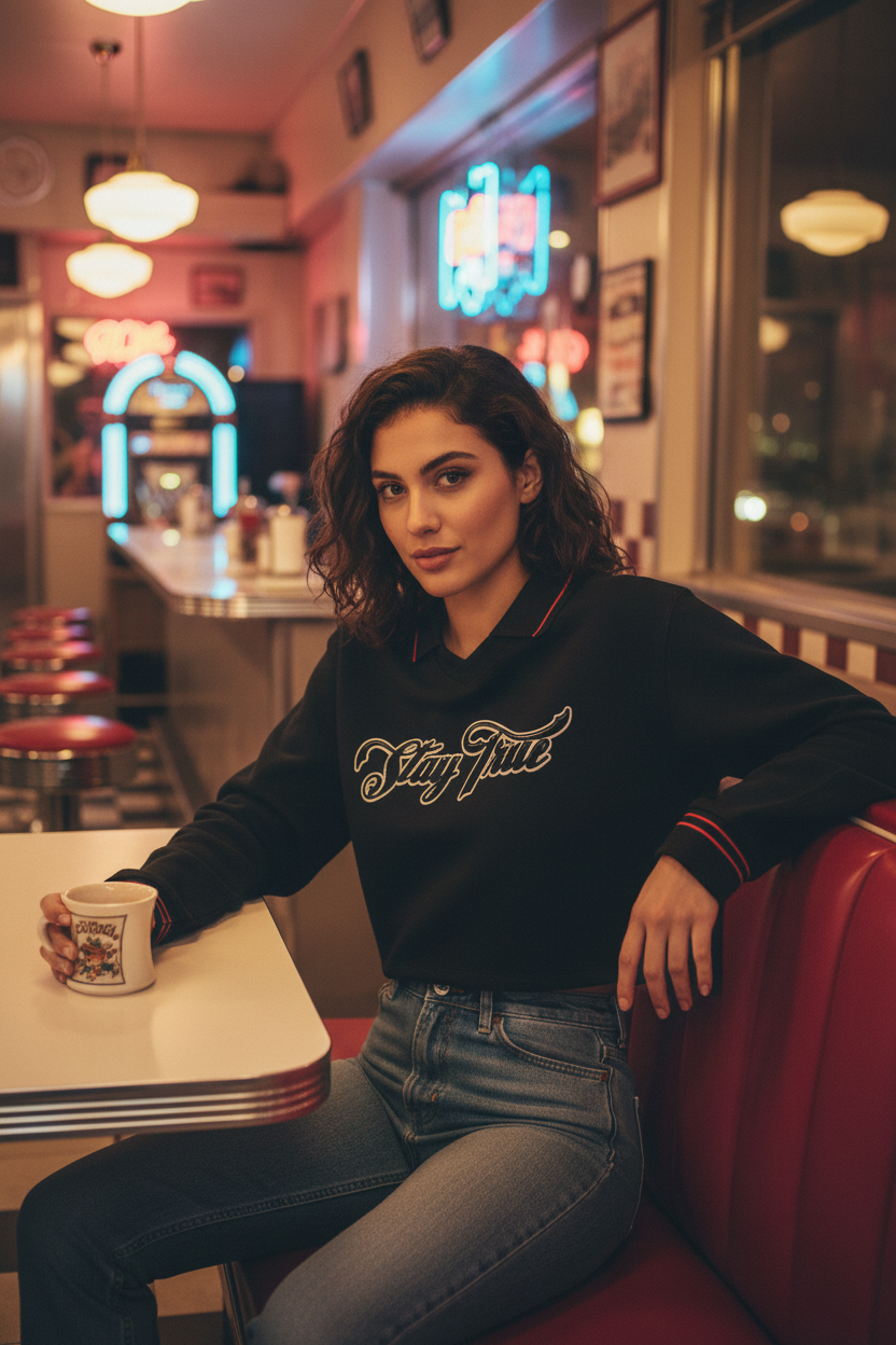 Brooklyn Republic essentials™ Women's Crop Collared Sweatshirt