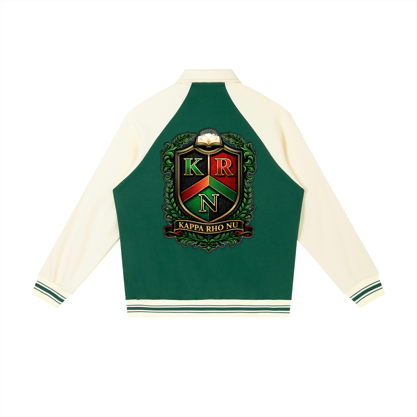 "Kappa Rho Nu" Contrast Raglan Sleeve Baseball Jacket