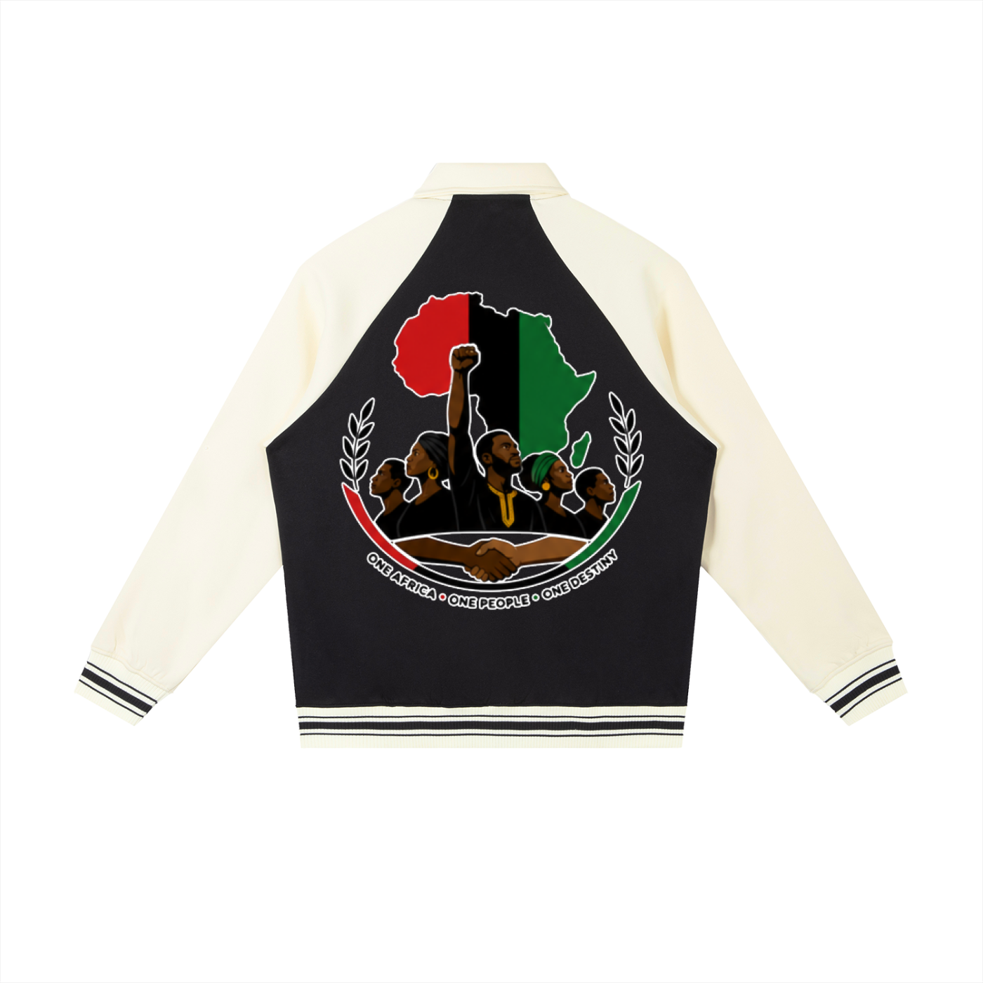 "One Blood" Raglan Sleeve Baseball Jacket