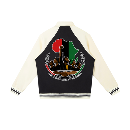 "One Blood" Raglan Sleeve Baseball Jacket
