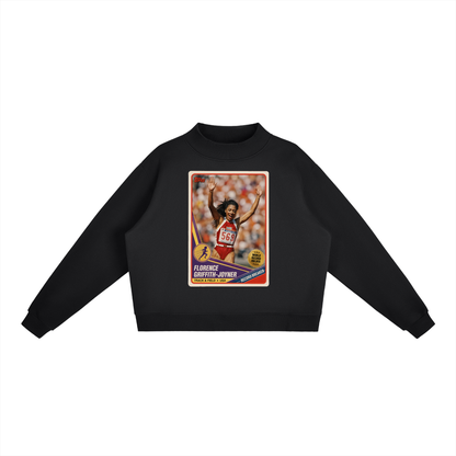 "Flow Jo" Fleece Mock-Neck Crew Sweatshirt