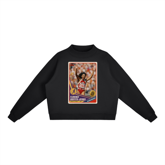 "Flow Jo" Fleece Mock-Neck Crew Sweatshirt