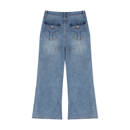 "Brooklyn Republic Essentials" Women’s Vintage Wash Wide Leg Jeans