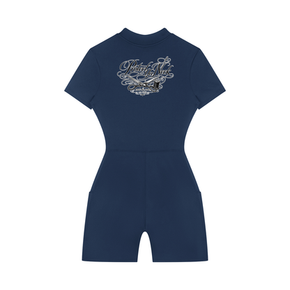 "PYN™ x BKRP™" Mathematics Women's Quarter-Zip Short Sleeve Romper
