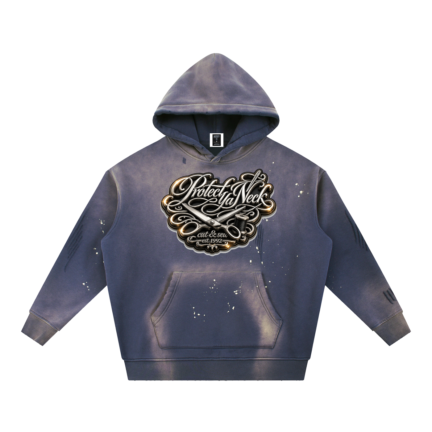 PYN™ x BKRP™ "Cut & Sew" Standout Vintage Washed Frayed Fleece Hoodie