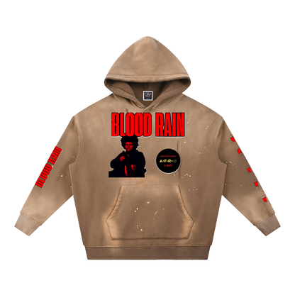 "Blood Rain" Vintage Washed Frayed Fleece Hoodie