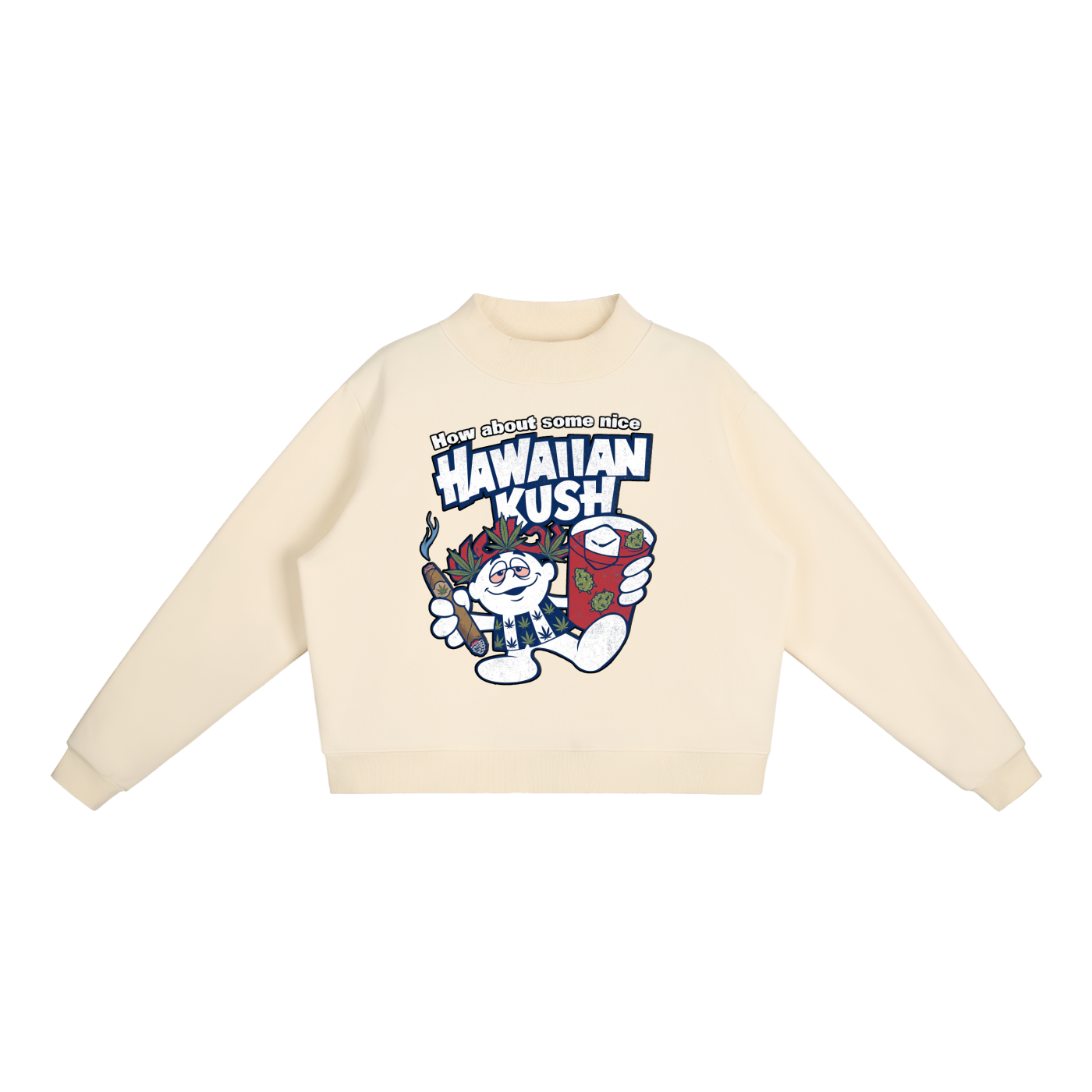 Sparksky & Dutch™ "Hawaiian Punch" Essential Fleece Mock-Neck Crew Sweatshirt