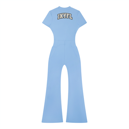 "Brooklyn Republic Essentials" Women’s Tight Flared Leg Quarter-Zip Jumpsuit