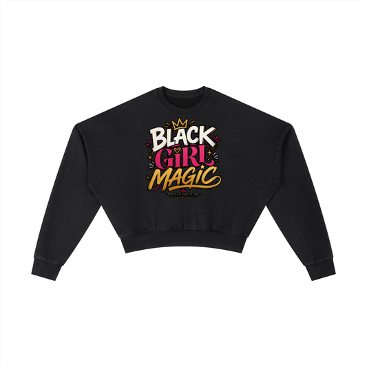 "Black Girl Magic" Vintage Washed Cropped Sweatshirt