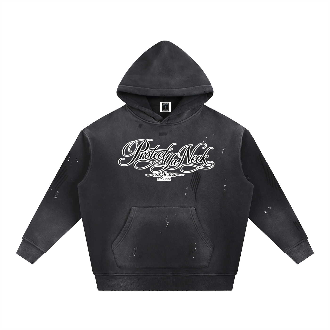 PYN™ x BKRP™ "Cut & Sew" Vintage Washed Frayed Fleece Hoodie