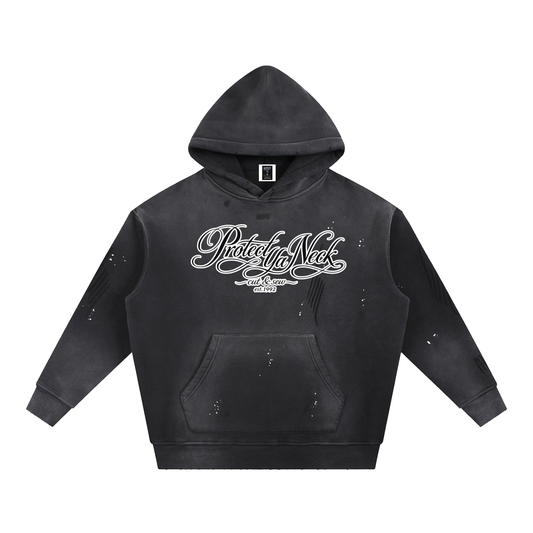 PYN™ x BKRP™ "Cut & Sew" Vintage Washed Frayed Fleece Hoodie