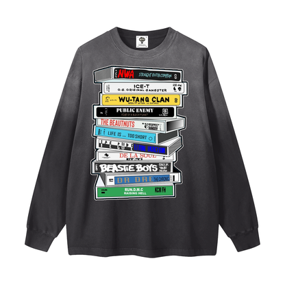 "In The Booth" Gradient Washed Long Sleeve T-Shirt