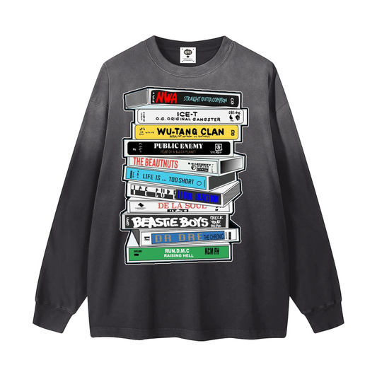 "In The Booth" Gradient Washed Long Sleeve T-Shirt