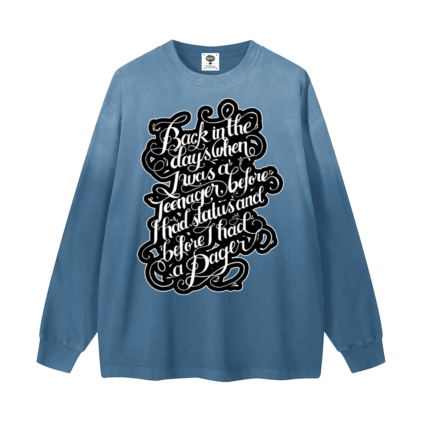 "Back in the Day" Gradient Washed Long Sleeve T-Shirt