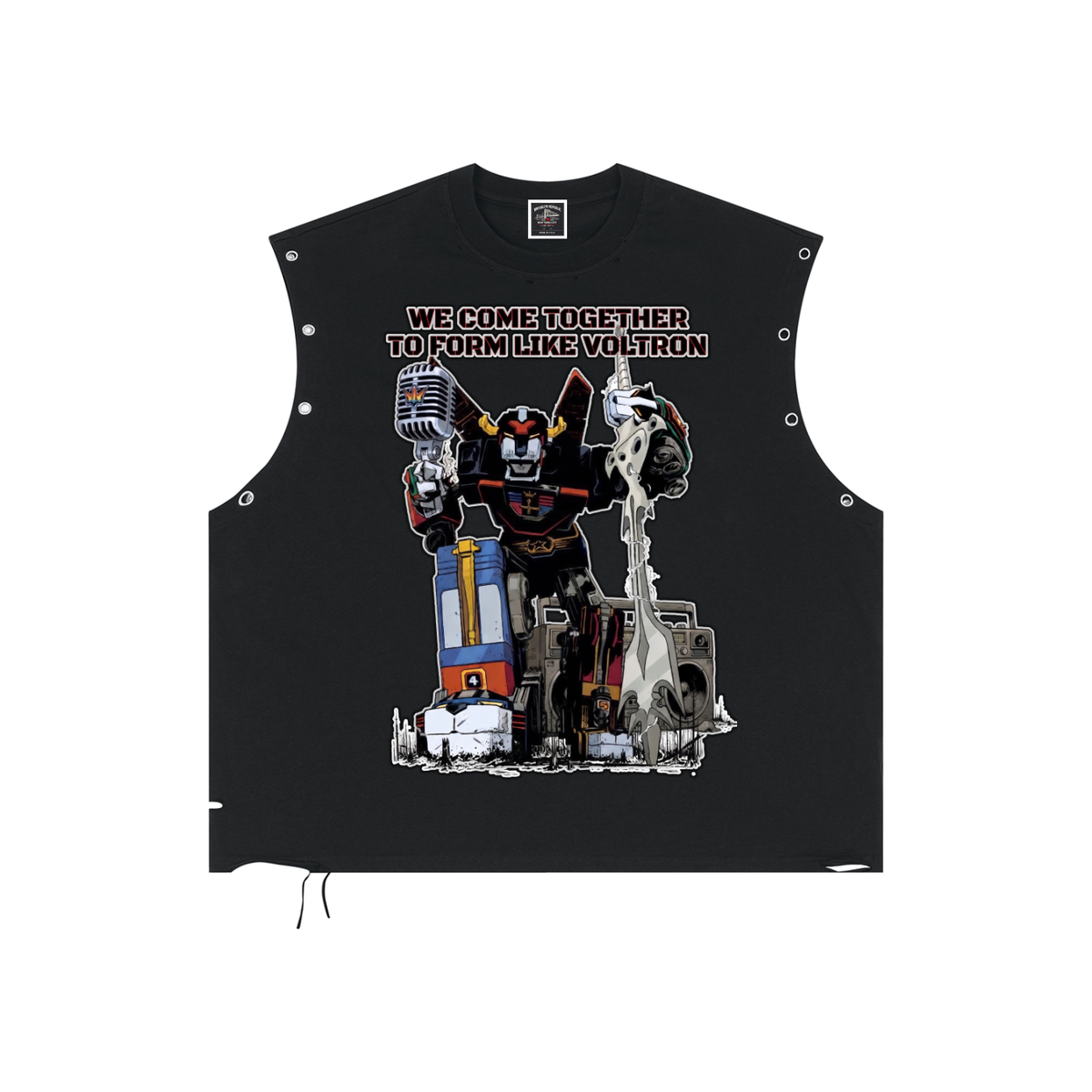 "We form like Voltron" Distressed Grommet Eyelet Tank Top