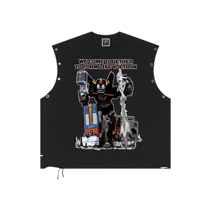 "We form like Voltron" Distressed Grommet Eyelet Tank Top