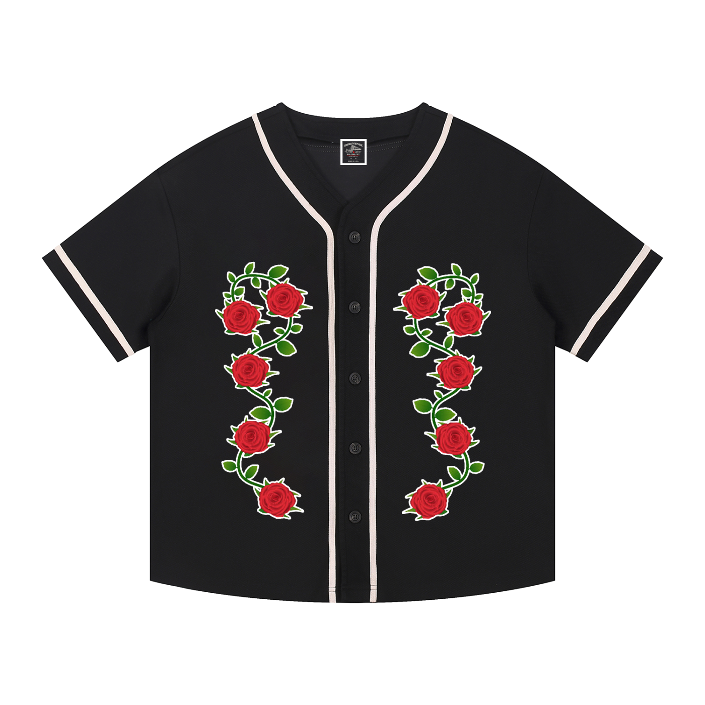 "Varsity" Contrast Piped Button-Up Jersey