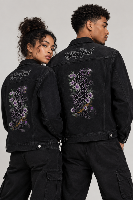 Brooklyn Zoo™ "Black Cat" Vintage Wash Denim Jacket