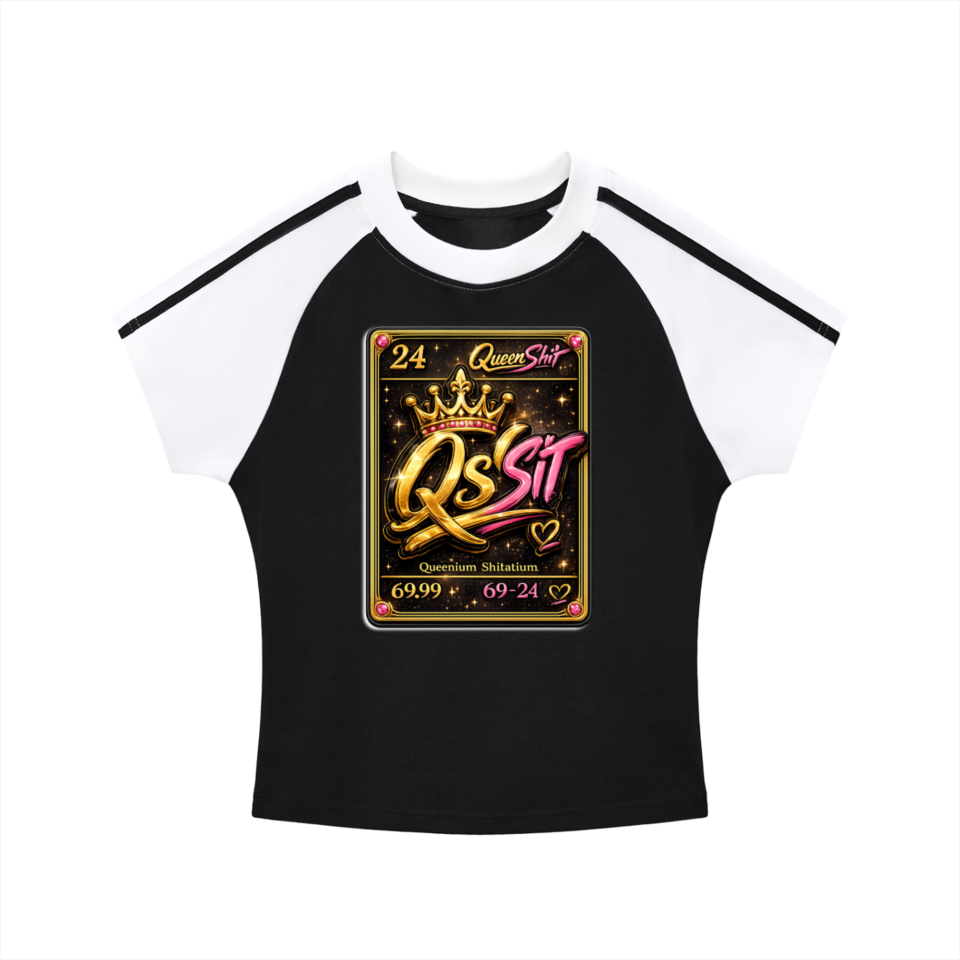 "QUEEN" Bodycon Raglan  Sleeve T-Shirt