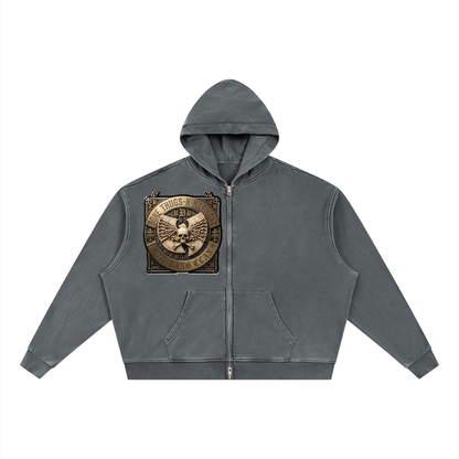 PYN™ "The Final Chamber" Legacy Vintage Wash Full Zip Boxy Hoodie