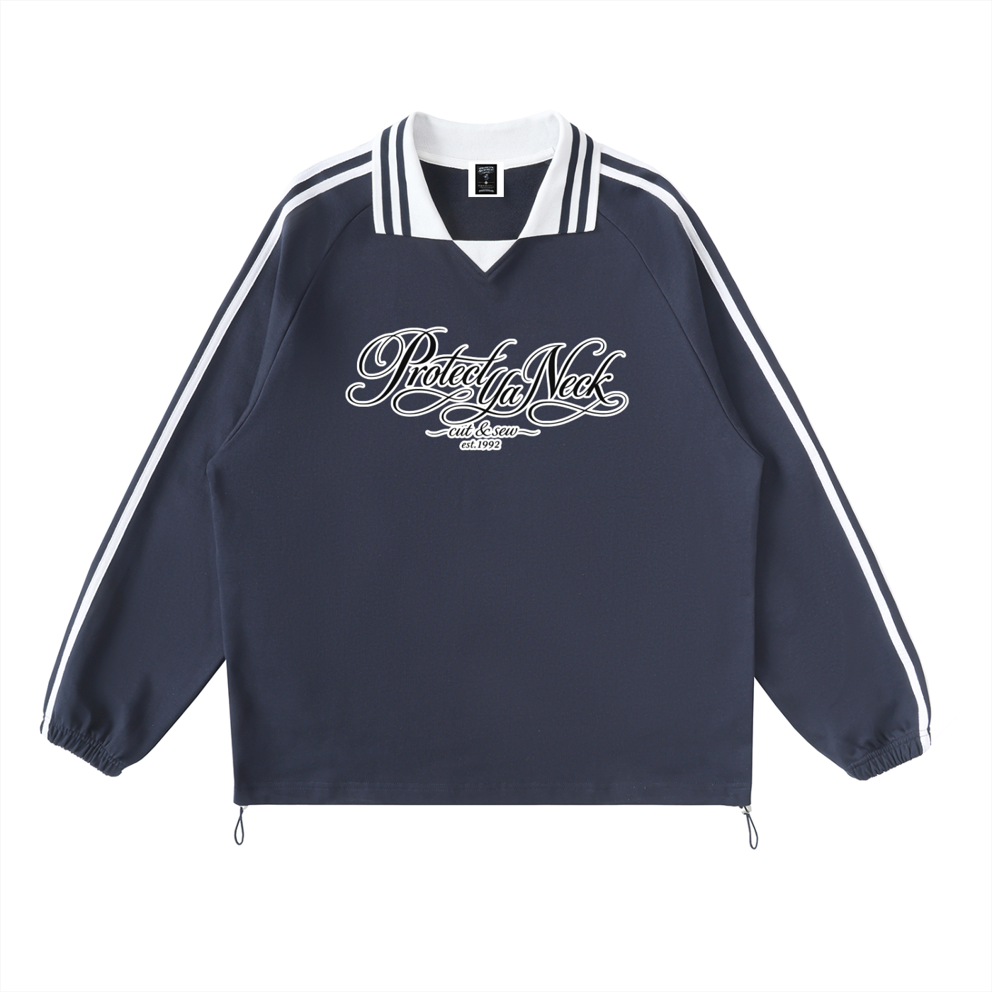 PYN™ x BKRP™ "Cut & Sew" Contrast Striped Lapel Collar Sweatshirt
