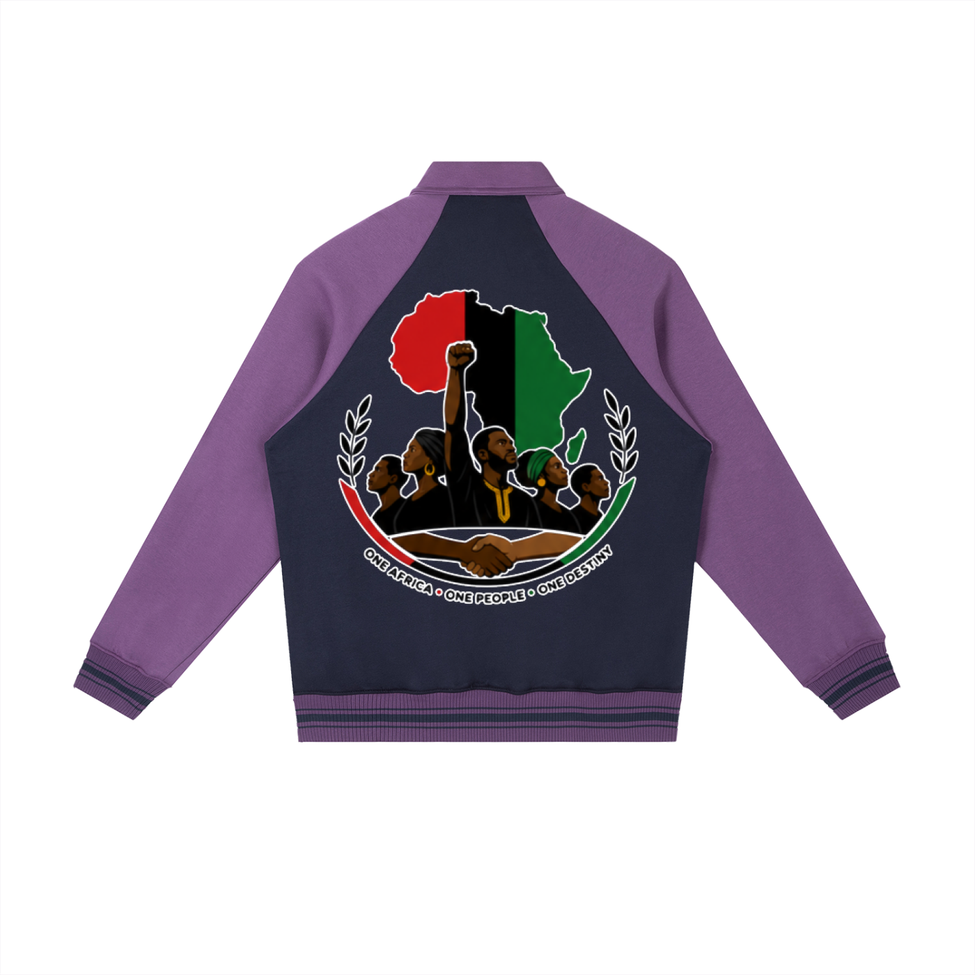 "One Blood" Raglan Sleeve Baseball Jacket