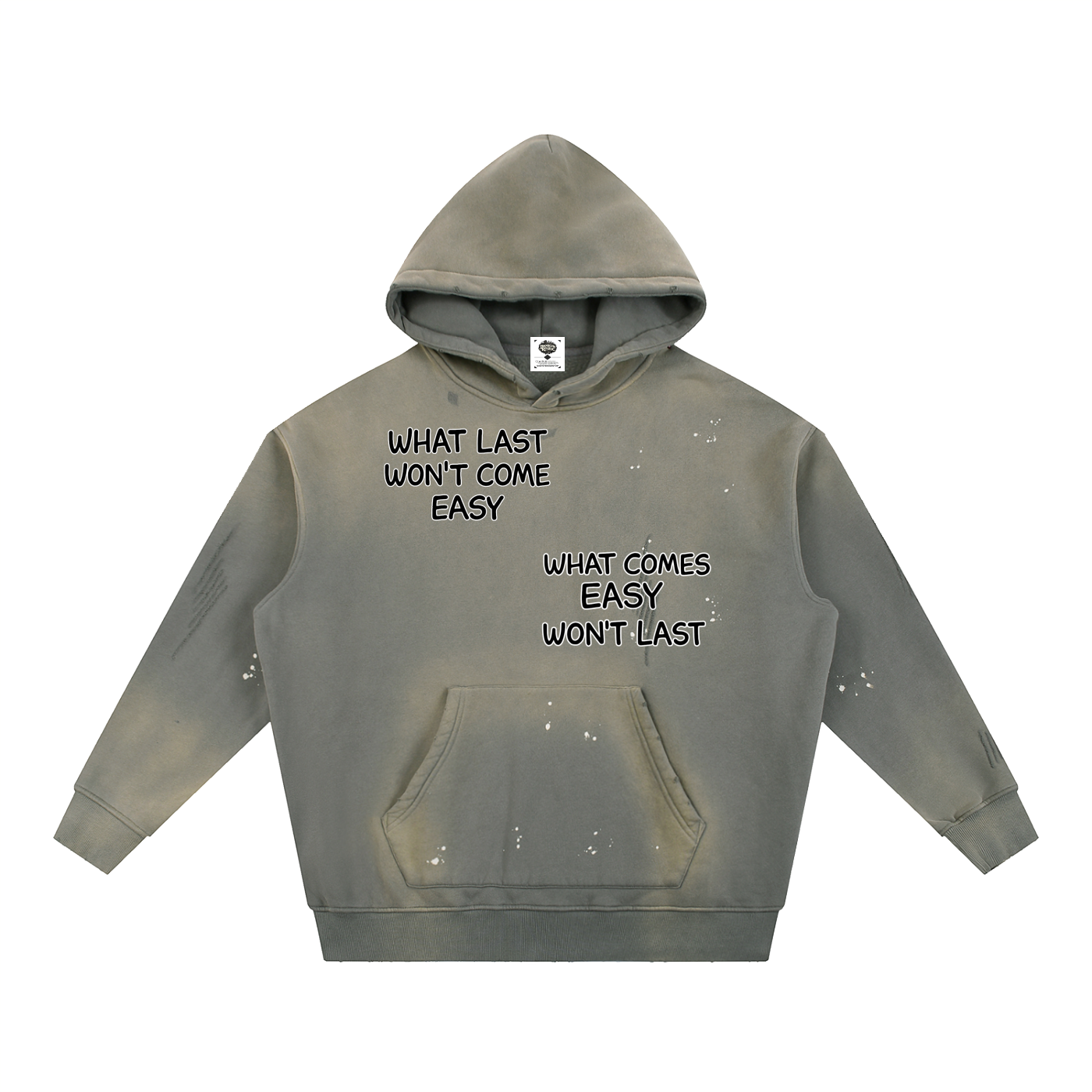 "STAY TRUE™ " Vintage Washed Frayed Fleece Hoodie