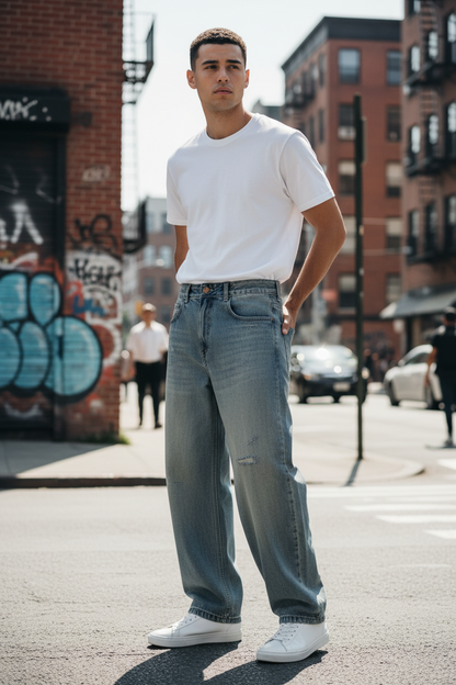 Brooklyn Republic Essential™ Men's Distressed Barrel Leg Jeans