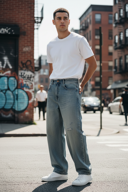 Brooklyn Republic Essential™ Men's Distressed Barrel Leg Jeans