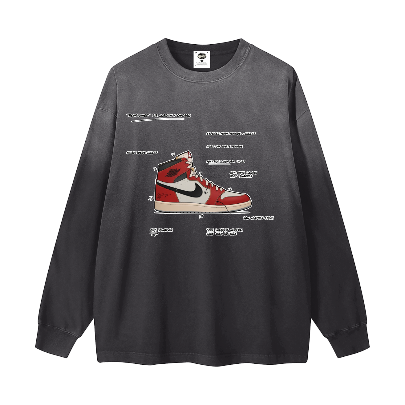 "AJ 1 Tek Pak" Gradient Washed Long Sleeve T-Shirt