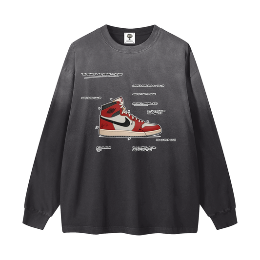 "AJ 1 Tek Pak" Gradient Washed Long Sleeve T-Shirt