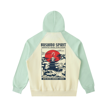 "Bushido" Color-Block Raglan Sleeve Hoodie