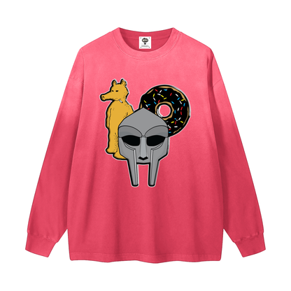 "MadDillaDoom" Gradient Washed Long Sleeve T-Shirt