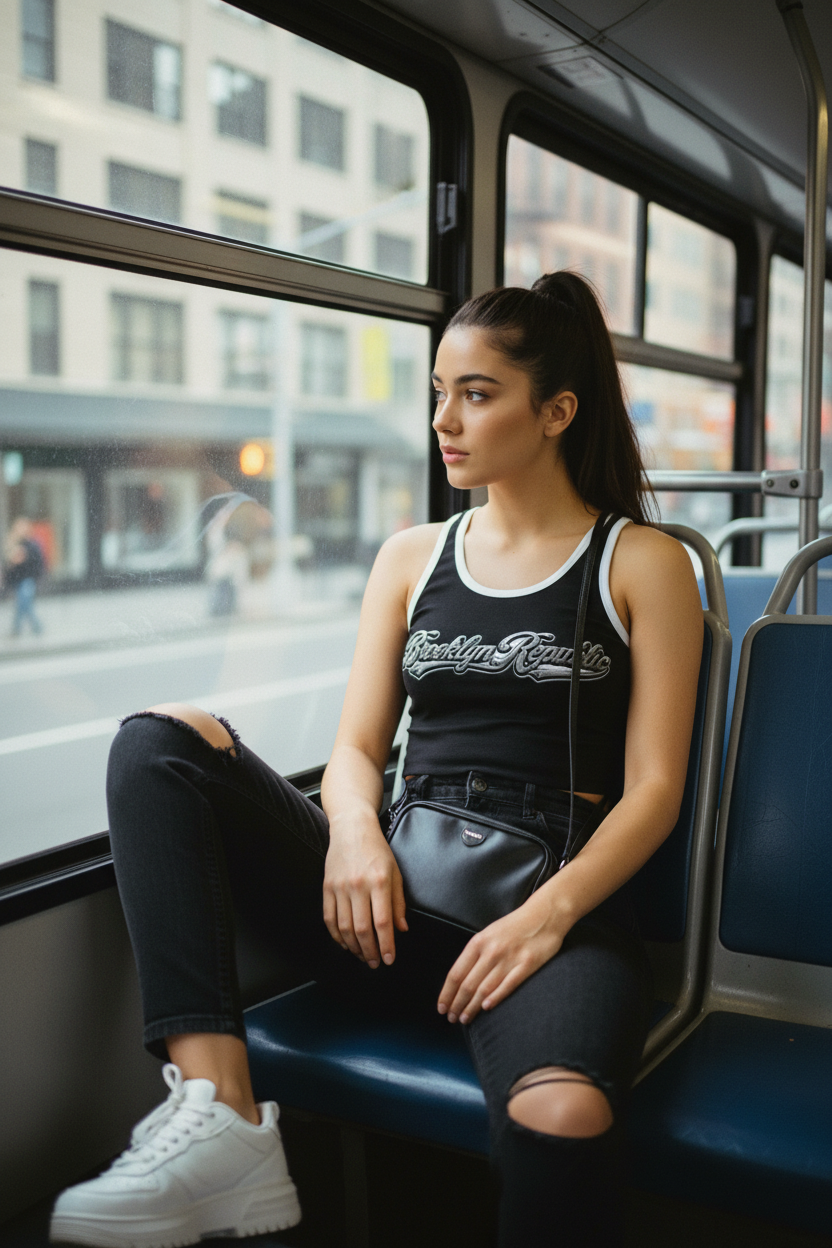 "Brooklyn Strong" Women's Color Block Cropped Tank Top