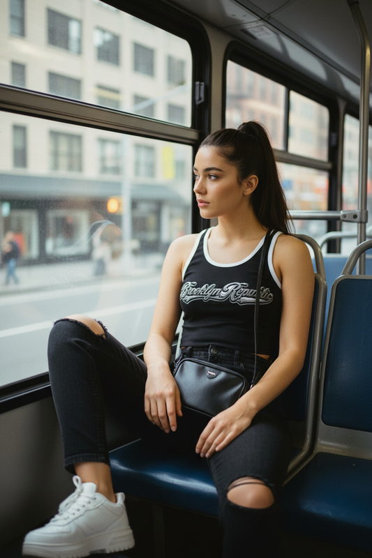 "Brooklyn Strong" Women's Color Block Cropped Tank Top